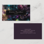 Carte De Visite Élégant floral foncé sur noir (Devant / Derrière)