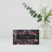 Carte De Visite Élégant floral foncé sur noir (Debout devant)