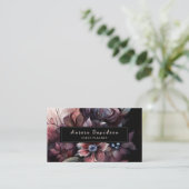Carte De Visite Élégant floral foncé sur noir (Debout devant)
