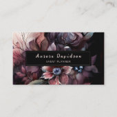 Carte De Visite Élégant floral foncé sur noir (Devant)