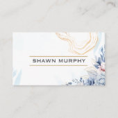 Carte De Visite Elegant Floral Gold Line QR Code Business Card (Devant)