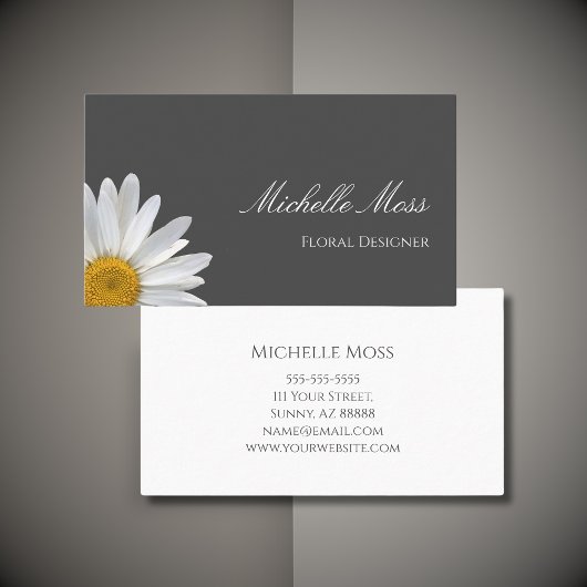 Carte De Visite Élégant floral marguerite gris