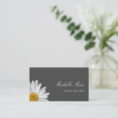 Carte De Visite Élégant floral marguerite gris (Debout devant)