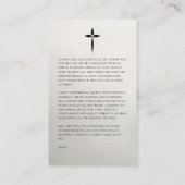 Carte De Visite Elegant Floral Memorial Prayer Card (Dos)