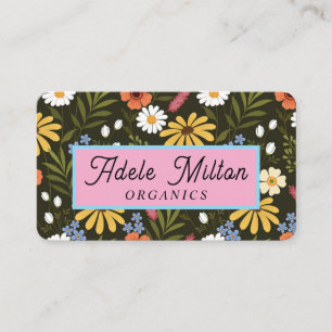 Carte De Visite Élégant floral moderne jaune vert coloré