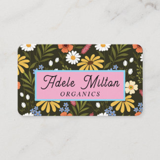 Carte De Visite Élégant floral moderne jaune vert coloré