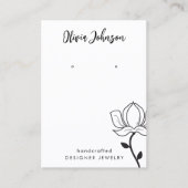 Carte De Visite Élégant floral noir bijoux blanc Écran d'oreille (Devant)