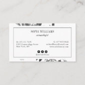 Carte De Visite Elégant floral noir blanc aquarelle chic moderne (Dos)