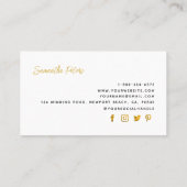 Carte De Visite Élégant floral noir noir Magnolia Or (Dos)