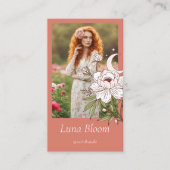 Carte De Visite Elégant floral Peony Celestial Holistic Moon Photo (Devant)