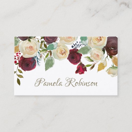 Carte De Visite Élégant floral personnalisé (Devant)