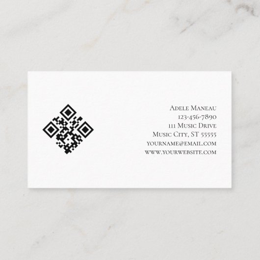 Carte De Visite Élégant Floral QR Code Violon enseignant violonist (Dos)