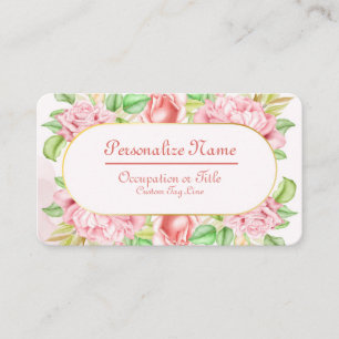 Carte De Visite  Élégant floral rose et pivoine vintage