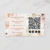 Carte De Visite Elegant Floral Social Icon QR Code Photo Makeup (Dos)