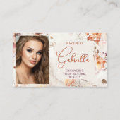 Carte De Visite Elegant Floral Social Icon QR Code Photo Makeup (Devant)
