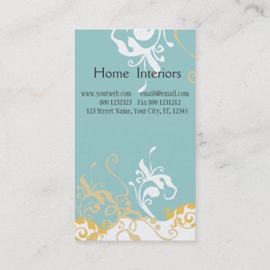 Carte De Visite Élégant floral subtil Pastel Bleu jour (Dos)