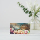 Carte De Visite Élégant Floriste spatiale Rose unique (Debout devant)