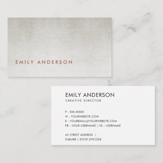 CARTE DE VISITE ÉLÉGANT FOILE D'ARGENT GRAY CLAIR MINIMAL (Devant / Derrière)