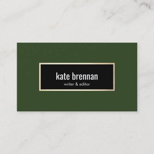 Carte De Visite Élégant foncé vert professionnel (Devant)