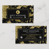 Carte De Visite Élégant Fond d'huile d'or sur Arrière - plan noir (Devant / Derrière)