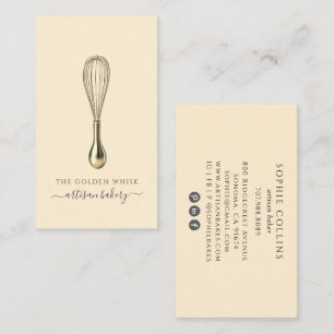 Carte De Visite Élégant Fouet en Or Baker Boulangerie Chef Traiteu