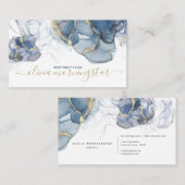 Carte De Visite Elégant fumée bleu foncé Accent Or Encre Alcool (Devant / Derrière)