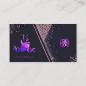 Carte De Visite Elegant Girly Purple Marine Parties scintillant QR (Dos)