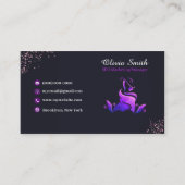 Carte De Visite Elegant Girly Purple Marine Parties scintillant QR (Devant)