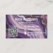 Carte De Visite Élégant Glam Chic Purple Parties scintillant Agate (Dos)