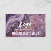 Carte De Visite Élégant Glam Chic Purple Parties scintillant Agate (Devant)