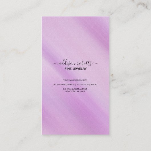 Carte De Visite Elégant Glam Iridescente Holographi Bijoux Soins (Dos)