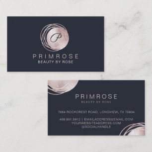 Carte De Visite Elégant Glam Rose Gold Luxury Abstrait Monogramme