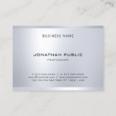 Carte De Visite Elégant Glamor Argent Look Moderne Simple Plaque (Dos)