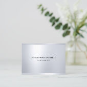 Carte De Visite Elégant Glamor Argent Look Moderne Simple Plaque (Debout devant)