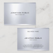 Carte De Visite Elégant Glamor Argent Look Moderne Simple Plaque (Devant / Derrière)