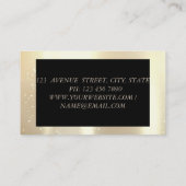 Carte De Visite Élégant Glamorouse moderne, Faux Gold, Noir (Dos)