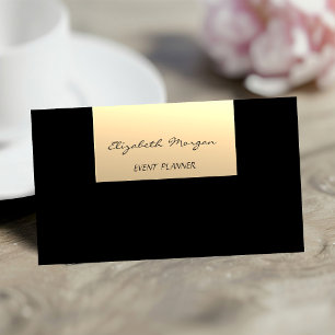 Carte De Visite Élégant Glamour Moderne Chic, Doré Faux, Noir