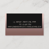 Carte De Visite Élégant Glamour Moderne Chic, Or Rose, Noir (Dos)