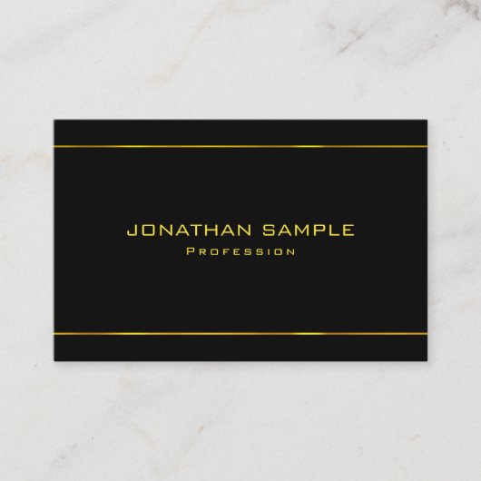 Carte De Visite Élégant glamour moderne or rayé Modèle noir (Devant)