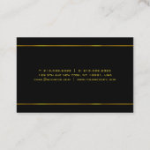 Carte De Visite Élégant glamour moderne or rayé Modèle noir (Dos)