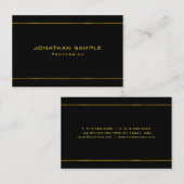 Carte De Visite Élégant glamour moderne or rayé Modèle noir (Devant / Derrière)