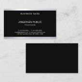 Carte De Visite Élégant Glamour Noir Et Argent Cool moderne (Devant / Derrière)