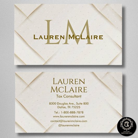 Carte De Visite Elegant Gold Accent Monogram Business Card
