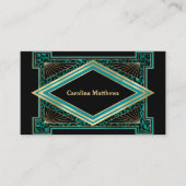 Carte De Visite Elégant Gold Art Déco Turquoise (Devant)