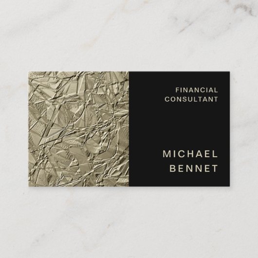 Carte De Visite Elegant Gold Black Finance Consultant (Devant)