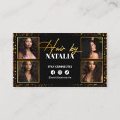 Carte De Visite Elegant Gold Black Sparkle Photo Coiffeur (Dos)