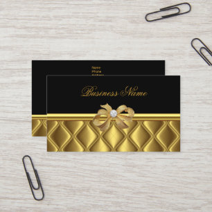 Carte de visite Elegant Gold Bow Tile Trier Noir