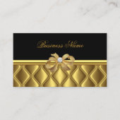 Carte de visite Elegant Gold Bow Tile Trier Noir (Devant)