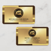 Carte De Visite Elégant Gold Bronze Layers Realty (Devant / Derrière)