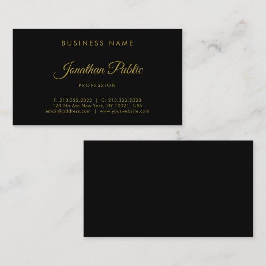 Carte De Visite Élégant Gold Calligraphié Script Professional (Devant / Derrière)